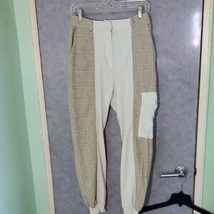 Stylish Plaid and Cream Joggers